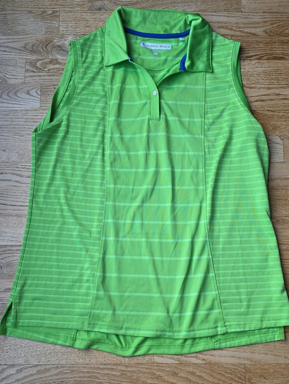 (XL) Pebble Beach Neon Lime Sleeveless Polo Top Golf Athleisure Athletic Comfy